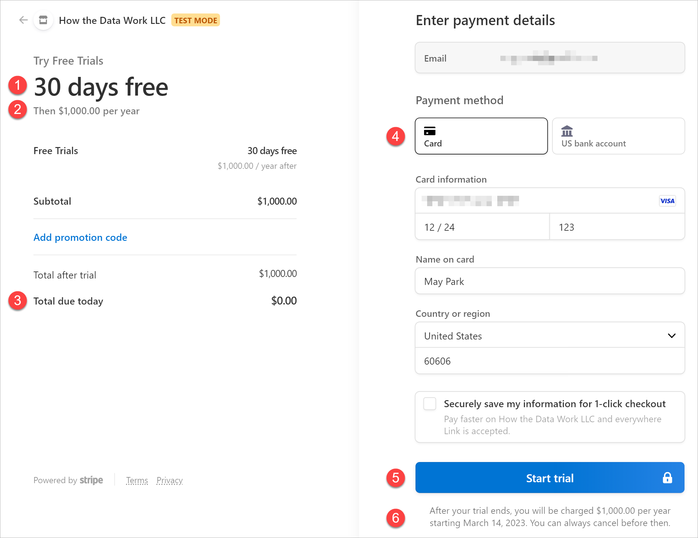 Configure a free trial without collecting payment details