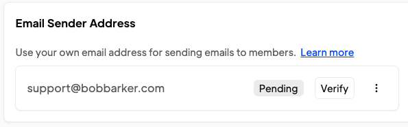 Screenshot showing verification status